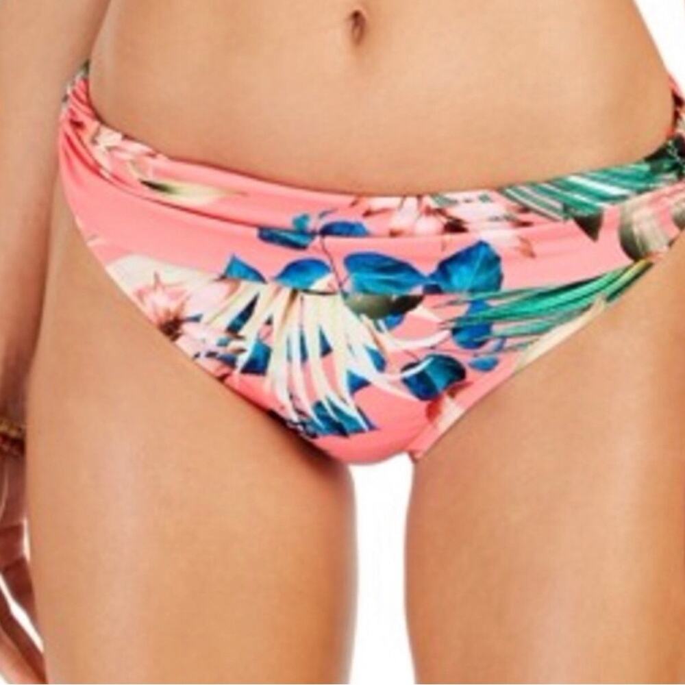 NWT La Blanca Floral Ruched Waistband Swim Bottoms
